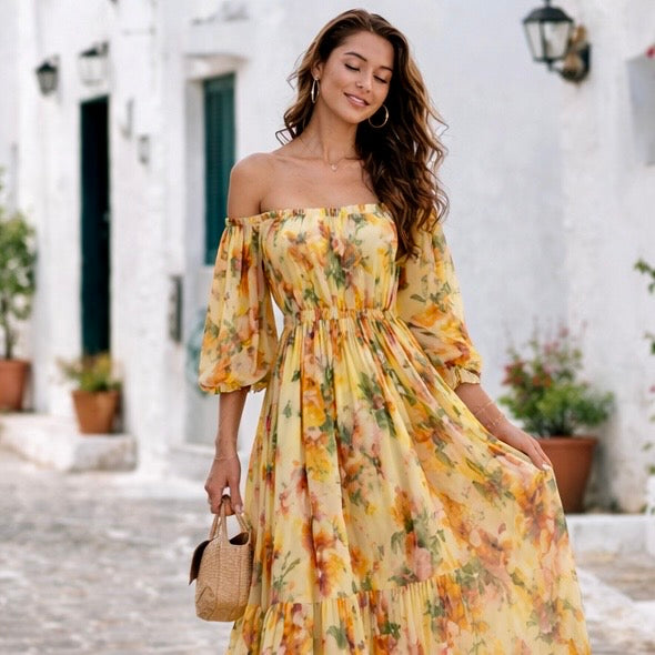 Veloura Floral Maxi Dress – Soft & Elegant Fit