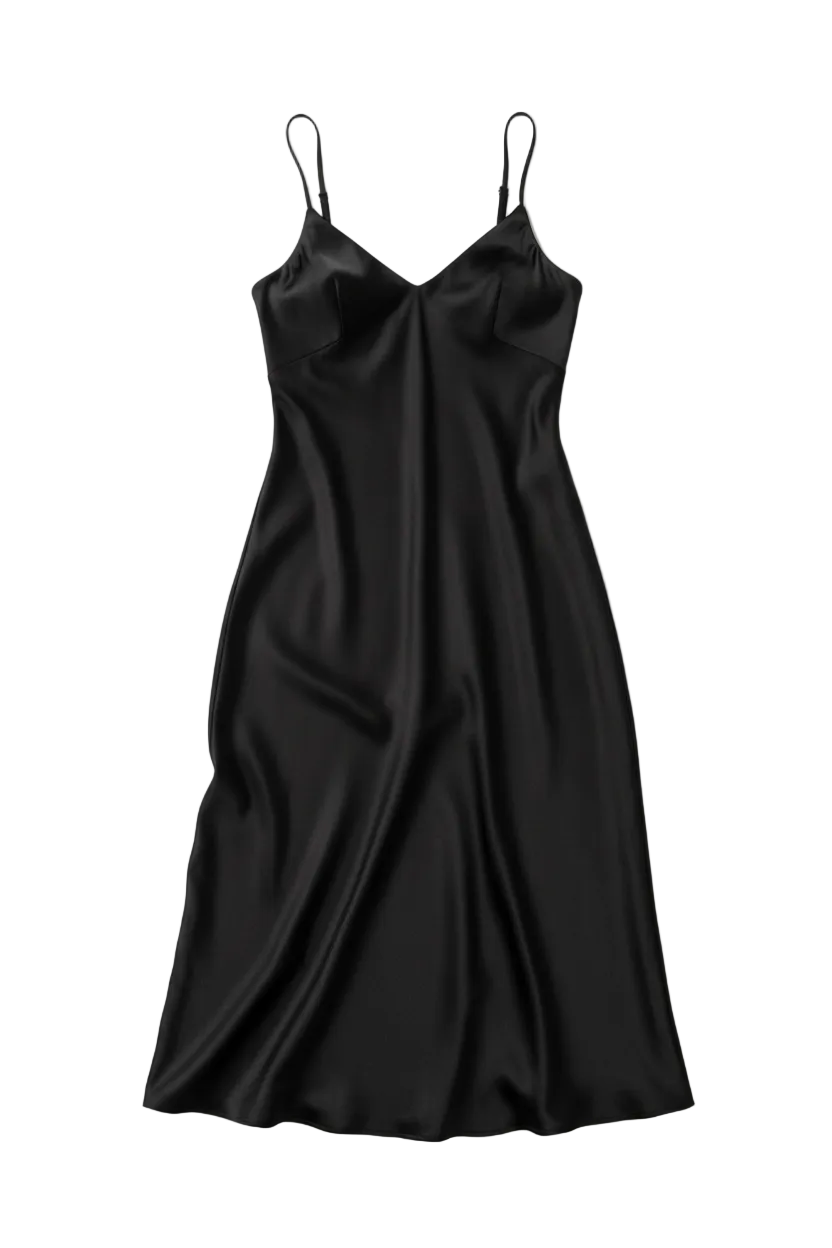 Black Satin Slip Dress