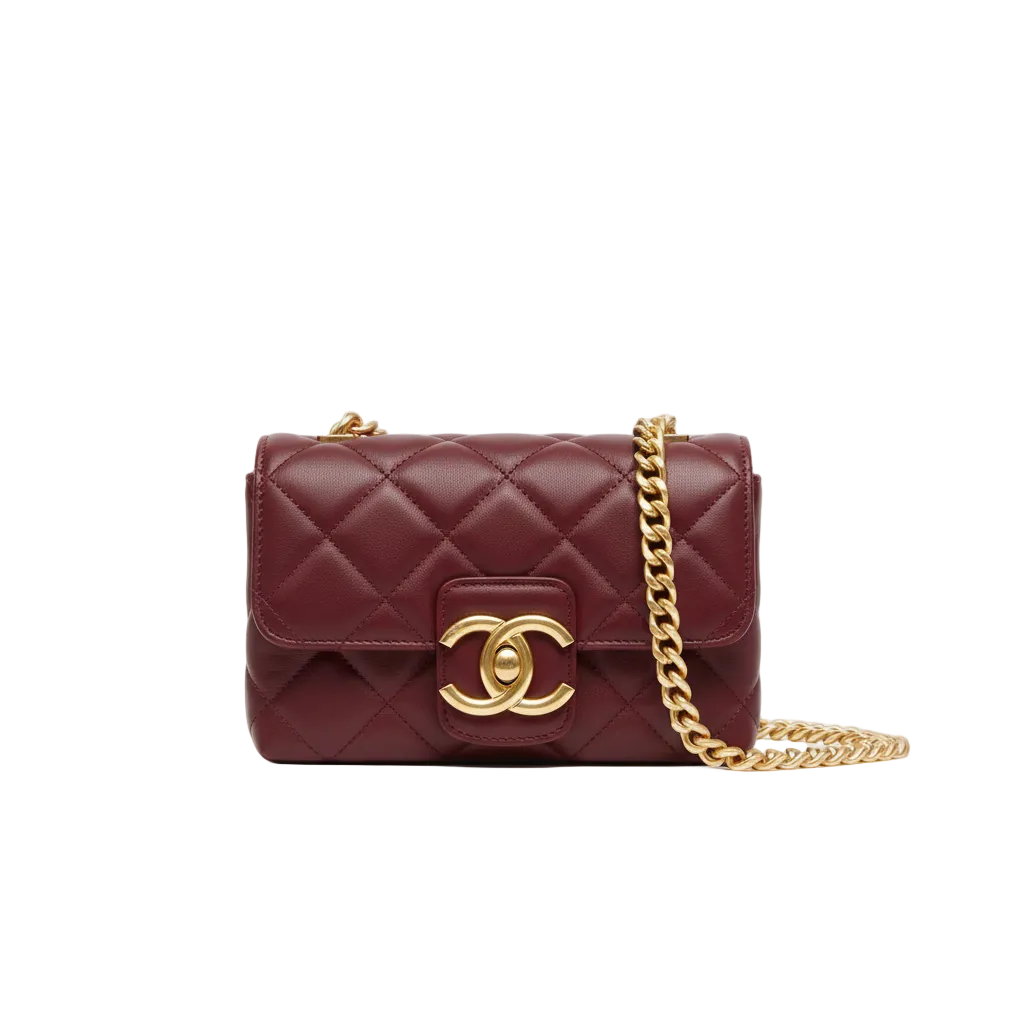 Veloura Burgundy Quilted Chain Bag