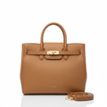 Veloura Camel Structured Leather Tote
