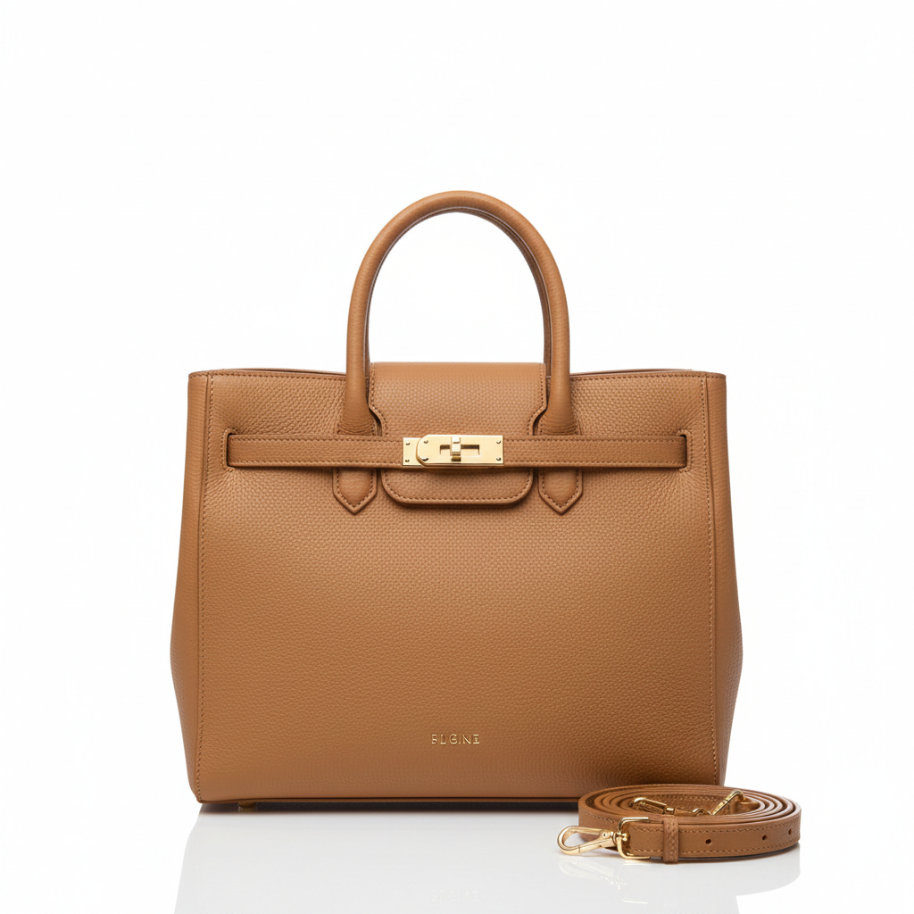 Veloura Camel Structured Leather Tote