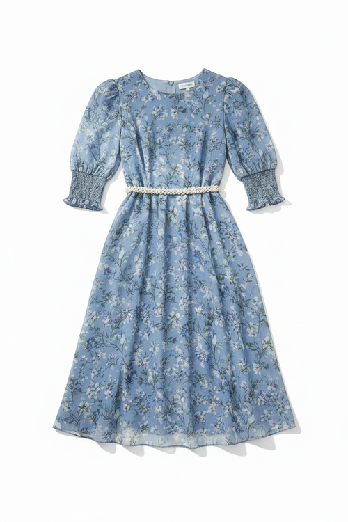 Celestial Bloom Dress - Blue
