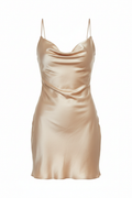 The Champagne Satin Slip Mini Dress