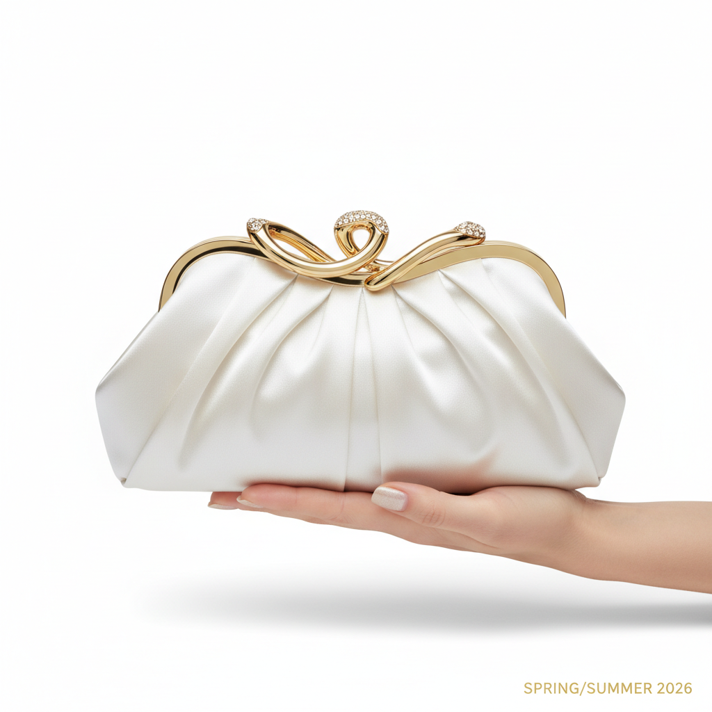 Cream Satin Clutch
