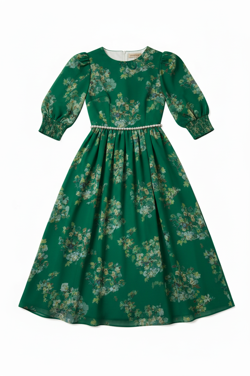 The Celestial Bloom Dress — Emeraldأ