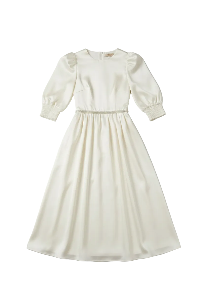 Ivory Cream Dress – White Background