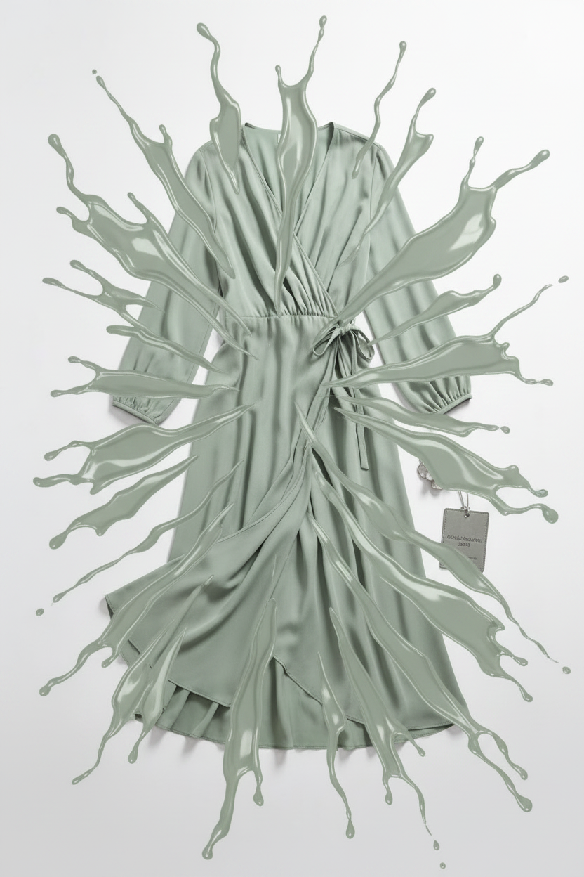 Sage Green Wrap Dress - Melting Effect