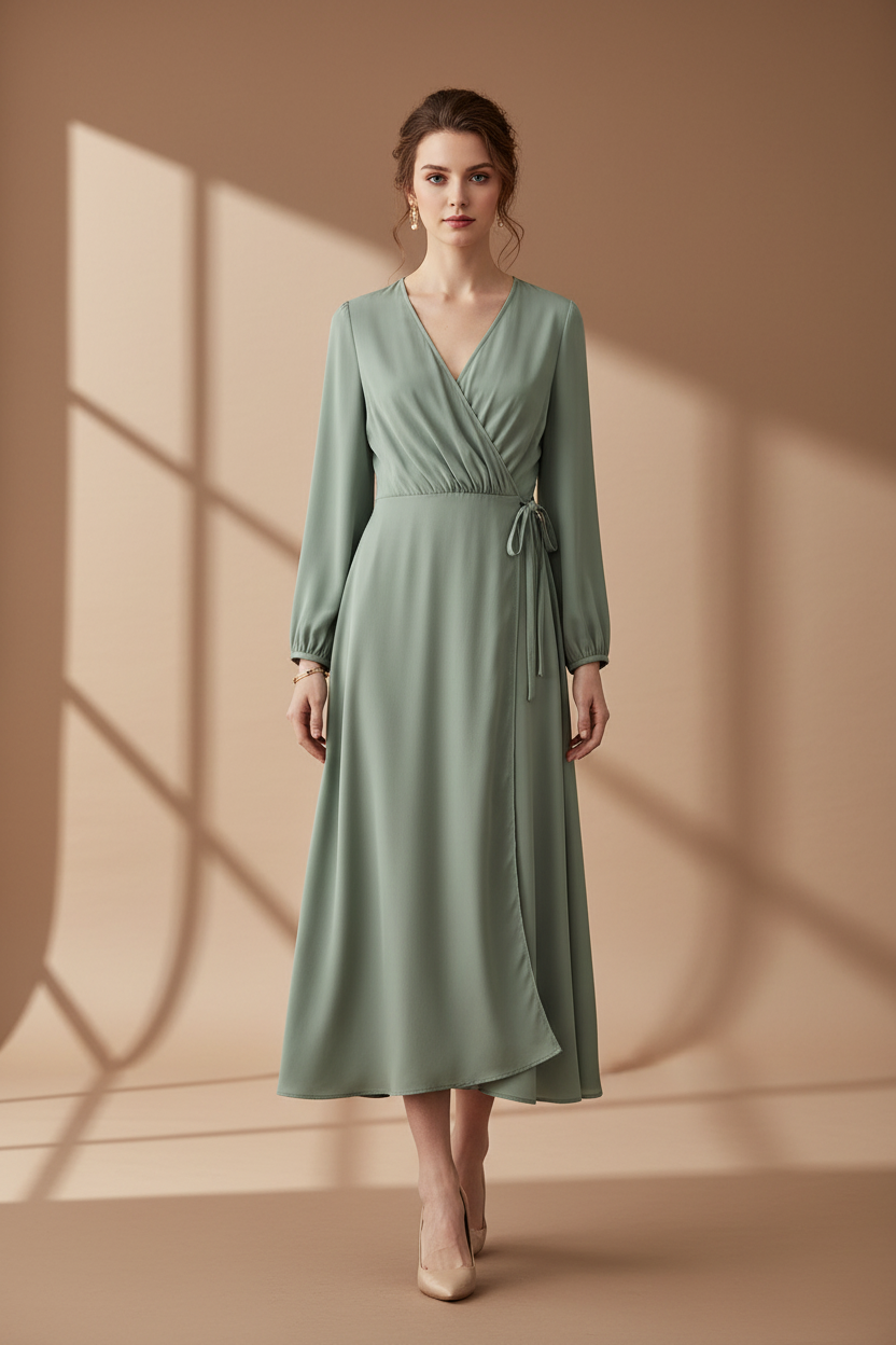 Sage Green Wrap Dress