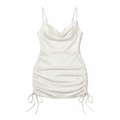 White ruched dress flat lay